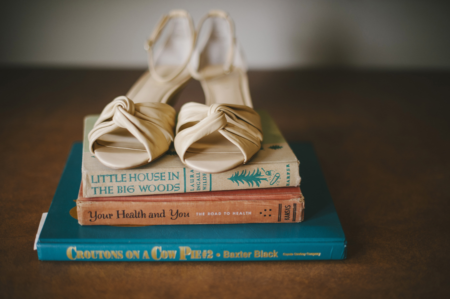 wedding shoes with books